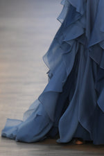 Load image into Gallery viewer, Dark Blue Chiffon Flowing Party Dress