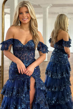 Load image into Gallery viewer, Sheer Corset Bodice Prom Dress with Sleeves
