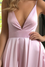 Load image into Gallery viewer, Simple Satin Light Pink Prom Gown