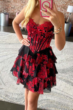 Load image into Gallery viewer, Ruffle & Tulle Homecoming Dress with Appliques