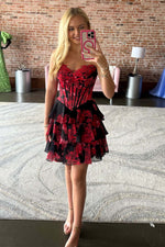 Load image into Gallery viewer, Ruffle & Tulle Homecoming Dress with Appliques