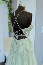 Load image into Gallery viewer, Sage Homecoming Dress with Appliques Beads
