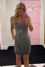 Load image into Gallery viewer, Shiny Beads Homecoming Dress with Keyhole