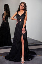 Load image into Gallery viewer, Beaded Slit Prom Dress with Keyhole