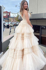 Load image into Gallery viewer, Ruffle Tiered Slit Prom Dress