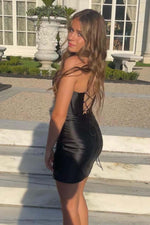 Load image into Gallery viewer, Satin Corset Homecoming Dress with Slit