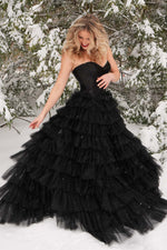 Load image into Gallery viewer, Strapless Corset Bodice Black Prom Dress