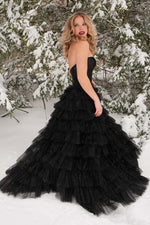 Load image into Gallery viewer, Strapless Corset Bodice Black Prom Dress