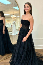 Load image into Gallery viewer, Sheer Corset Bodice Light Pink Strapless Prom Dress