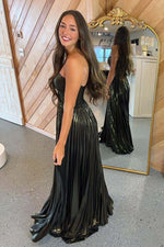 Load image into Gallery viewer, Sweetheart Side Slit Metallic Prom Dress with Keyholes