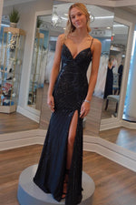 Load image into Gallery viewer, Beaded Black Prom Dress
