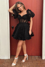 Load image into Gallery viewer, Tulle Homecoming Dress with Sleeves