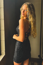 Load image into Gallery viewer, Sheer Corset Bodice Sequin Homecoming Dress