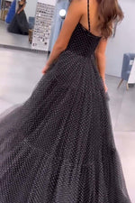 Load image into Gallery viewer, Black Polka Dot Prom Dress