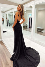 Load image into Gallery viewer, V-neck High Slit Prom Dress