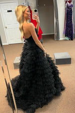 Load image into Gallery viewer, Tulle Ruffle Strapless Prom Dress with Keyholes