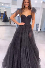 Load image into Gallery viewer, Black Polka Dot Prom Dress