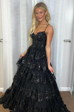 Load image into Gallery viewer, Ruffle Prom Dress with Tiered Sequin

