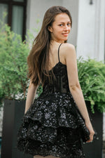 Load image into Gallery viewer, Ruffle Tiered Homecoming Dress with Sequin
