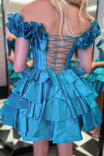 Load image into Gallery viewer, Cute Ruffle Corset Homecoming Dress