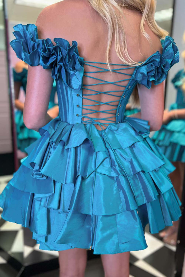 Cute Ruffle Corset Homecoming Dress