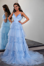 Load image into Gallery viewer, Light Blue Long Cute Prom Dress
