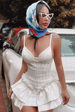 Load image into Gallery viewer, White Mini Dress with Ruffle