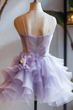 Load image into Gallery viewer, Lilac Ruffle Homecoming Dress with Flowers