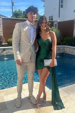 Load image into Gallery viewer, Dark Green One Shoulder Homecoming Dress