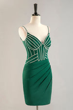 Load image into Gallery viewer, Spaghetti Straps Corset Bodice Homecoming Dress with Beading
