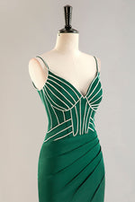 Load image into Gallery viewer, Spaghetti Straps Corset Bodice Homecoming Dress with Beading