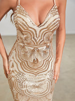 Load image into Gallery viewer, Champagne Fitted Prom Dress