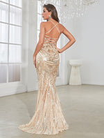 Load image into Gallery viewer, Champagne Fitted Prom Dress