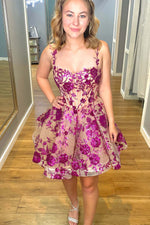 Load image into Gallery viewer, A-Line Sheer Corset Bodice Homecoming Dress