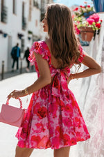 Load image into Gallery viewer, Floral Mini Dress with Ruffle
