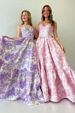 Load image into Gallery viewer, Sweetheart Corset Floral Prom Dress with Ruffle
