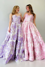 Load image into Gallery viewer, Sweetheart Corset Floral Prom Dress with Ruffle