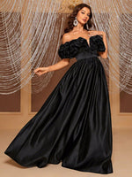 Load image into Gallery viewer, Off the Shoulder Black Prom Dress