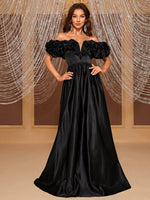 Load image into Gallery viewer, Off the Shoulder Black Prom Dress