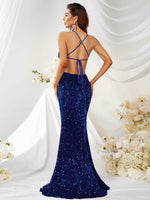 Load image into Gallery viewer, Royal Blue Open Back Prom Dress