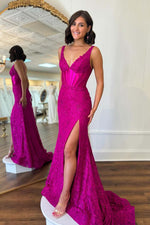 Load image into Gallery viewer, Slit Corset Pink Prom Dress