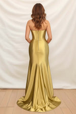 Load image into Gallery viewer, Gold Sweetheart Metallic Prom Dresses