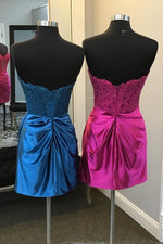 Load image into Gallery viewer, Mini Strapless Homecoming Dress with Lace