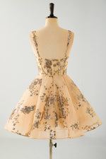 Load image into Gallery viewer, Floral Sequin Corset A-Line Hoco Dress