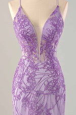 Load image into Gallery viewer, Sheath Lilac Embroidery Homecoming Dress