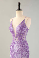 Load image into Gallery viewer, Sheath Lilac Embroidery Homecoming Dress