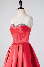 Load image into Gallery viewer, A-Line Strapless Corset Homecoming Dress with Beads
