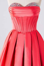 Load image into Gallery viewer, A-Line Strapless Corset Homecoming Dress with Beads