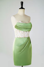 Load image into Gallery viewer, Strapless Sheer Corset Homecoming Dress with Lace