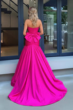 Load image into Gallery viewer, Hot Pink Mermaid Strapless Prom Dress with Bow